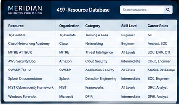 The 539-Resource Database sheet with columns for resource, organization, category, skill level and career roles.