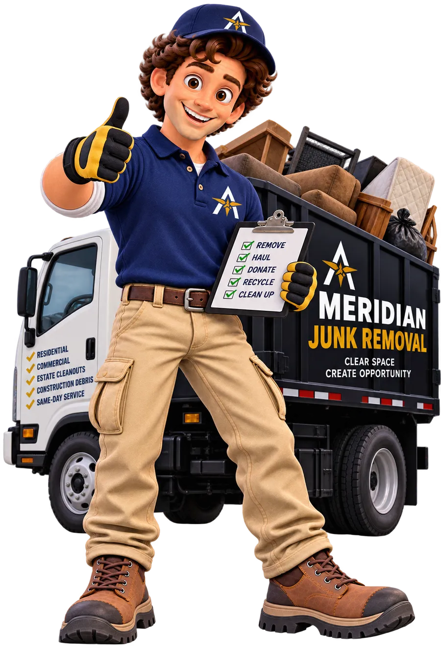 Miles Meridian presenting the Junk Removal blueprint.